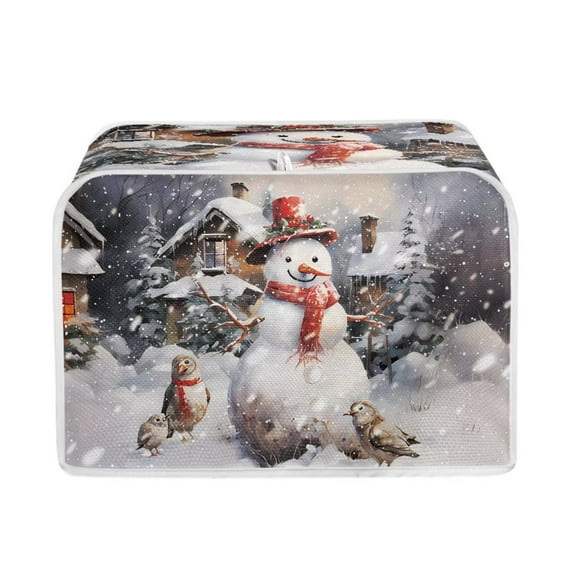 Renewold Christmas Toaster Cover 2 Slice Dustproof Winter Snow Wide Slot Oven Cover Snowman Birds Anti-Skid Anti Fingerprint Protective Covers for Home Microwave,Bread Maker