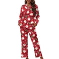 thumbnail image 1 of Renewold Christmas Trees Santa Pjs Sleepwear for Fall Spring Winter Breathable Personalized Button Athletic Clothing 2 Packs Cozy Women Pajama Pants Set with Pockets Size 4XL, 1 of 6