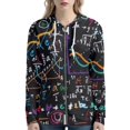 thumbnail image 1 of Renewold Color Math Formulation Pattern Front Zip Hoodies for Women YouthSize 5XL , Long Sleeves Drawstring Sweatshirts Warm Loose Soft Jersey Casual Workout Outfits, 1 of 5