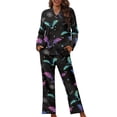 thumbnail image 1 of Renewold Colorful Bats Web Pajama & Pants Set for Women 2 PCS Relaxed Home Life Button Long Sleeve Nightwear Snug-Fit Halloween Holiday Loungewear Size 3XL, 1 of 5