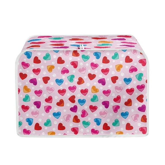 Renewold Colorful Hearts Toaster Cover for Kitchen Valentine's Day Case Appliance Covers 4 Slice Wide Slot Toaster Bread Maker Cover Dust Proof Protector