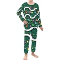 thumbnail image 1 of Renewold Colorful Lights Pj Set of 2 Kids Christmas Green Pajamas Top and Pants with Big Pocket Breathable Polyester Long Sleeve Indoor Loungewear Leisure Sleep Wear Size 15-16, 1 of 5