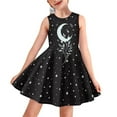 thumbnail image 1 of Renewold Comfortable Black Tank Top Dress Girls 9-10 Years Old Moon Stars Sleeveless Flowy Dress for Kids Lightweight Toddler Round Neck Twirly Skater Dress, 1 of 5