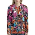 thumbnail image 1 of Renewold Cool Graphic Zip Up Women's Hoodies & Sweatshirts Size XL Hippie Hearts Yoga Clothing Jacket Valentine's Day Casual Long Sleeve Outerwear with Pockets, 1 of 6