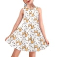 thumbnail image 1 of Renewold Corgi Dog Paw Tank Top Dress Teens Girl School Home Playwear Skin Friendly Elastic Waist Princess Dress Cute Crewneck Ruffle Dresses for Kids 15-16 Years, 1 of 6