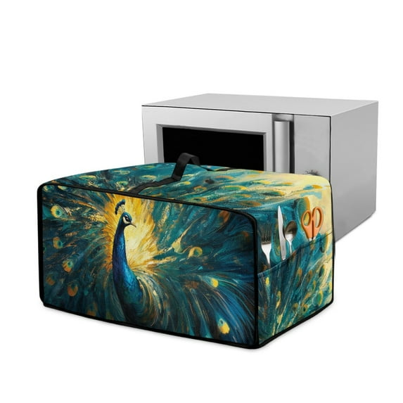 Renewold Countertop Appliance Cover for Toaster Oven with Accessory Pockets, Dust-Proof Stain-Resistant Home Kitchen Decor Fits Machine Up to 20.5 x 16.5 x 10 Inches, Peacock Blue