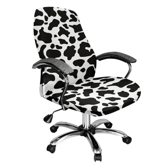 Renewold Cow Print Desk Chair Cover Stretch Office Chair Slipcover Dustproof Desk Computer Chair Cover High Back Chair Protective Cover Easy to Install, L
