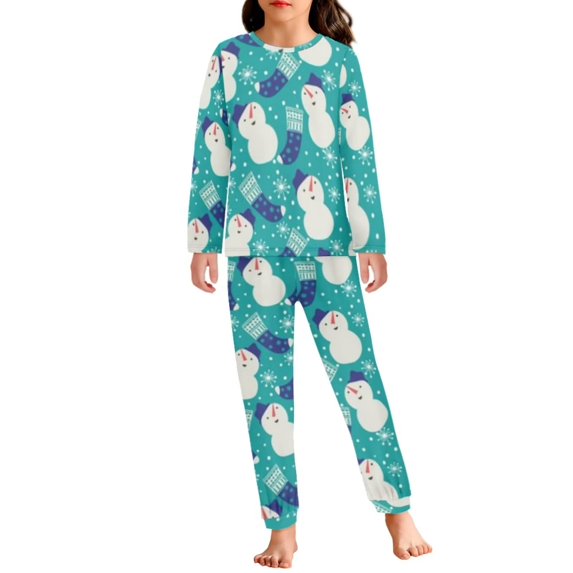 Renewold Cozy Pajamas for 3-4Y Boys Girls Christmas Socks Snowman Athletic Clothing Sleepwear Durable Long Sleeve Shirt & Pants Set of 2 Loose Nightwear Pj Shirt for Birthday Gifts