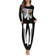thumbnail image 1 of Renewold Cozy Skull Rainbow Stripe Women Pajamas Pajama Set of 2 Pieces Fall Spring Winter Daily Wear Clothing Tops Crewneck Loungewear Tracksuit Size 5XL, 1 of 5