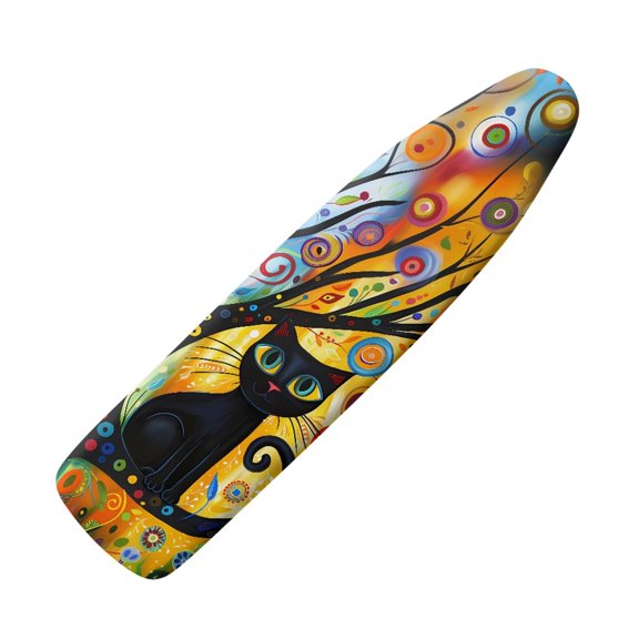 Renewold Cute Cat Ironing Board Pad and Cover Heavy Duty Padded Iron Covers with Elastic Edge and Hook and Loop Fasteners Heat Reflective Surface Ironing Board Table Top Iron Covers