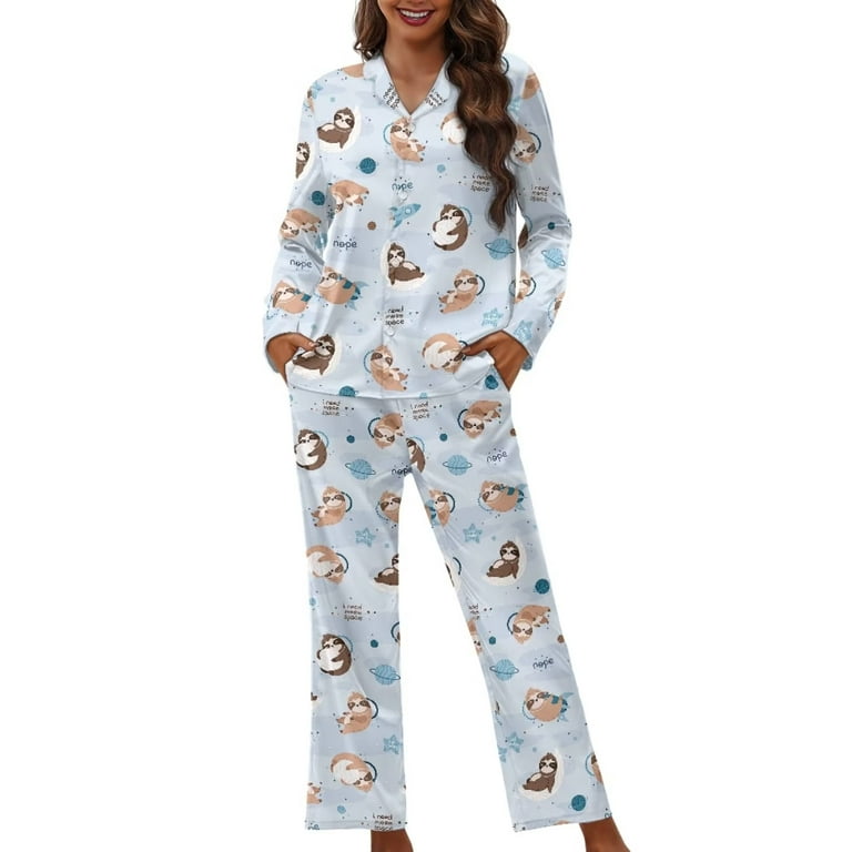 Renewold Cute Sloth Crewneck Pajama Size XS Women Home Daily Wear