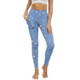 thumbnail image 1 of Renewold Cute Star Blue Womens Leggings with Pockets High Waisted Hip Lift Tummy Control Yoga Pants Buttery Soft 4 Way Stretch Workout Yoga Pants Cute Activewear, M, 1 of 8