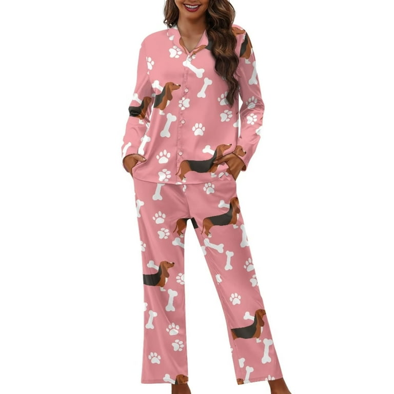 Renewold Dachshund Dog Paw Bones Pajamas for Spring Fall Winter