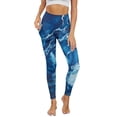 thumbnail image 1 of Renewold Dark Blue Marble Yoga Pants with Pockets for Women High Waisted Workout Yoga Pants Tummy Control Buttery Soft Compression Pants Sportswear Non See-Through, XS, 1 of 8