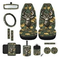 thumbnail image 1 of Renewold Deer Camo Hunting Forest 12 PCS Front Car Seat Cover Full Set, with Steering Wheel Cover Seat Belt Pad Armrest Box Mat Trash Bin Rear View Mirror Cover Cup Holders Keychain Air Vent Pouch, 1 of 7