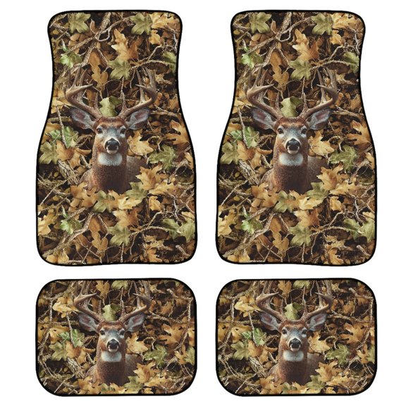 Renewold Deer Camo Hunting Forest Automotive Car Floor Mat for Car SUV Truck, Auto Floor Mats 4 PCS Universal Fit Auto Interior Accessories Car Interior Decoration