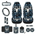 thumbnail image 1 of Renewold Deer Skull Camo Hunting Forest Car Seat Cover Set 12 PCS with Steering Wheel Cover Seat Belt Armrest Cover Garbage Bin Air Vent Pocket Rearview Mirror Cover Coaster Keychain Car Accessories, 1 of 7