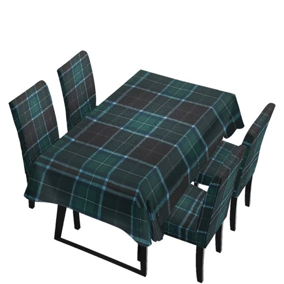 Renewold Dining Table Cloth Rectangle 4 Seater, Removable Parsons Chair Slipcovers Stretch Stain Resistant Dining Chair Covers Washable Tablecloths for Hotel Home Party, Green Black Plaid Pattern