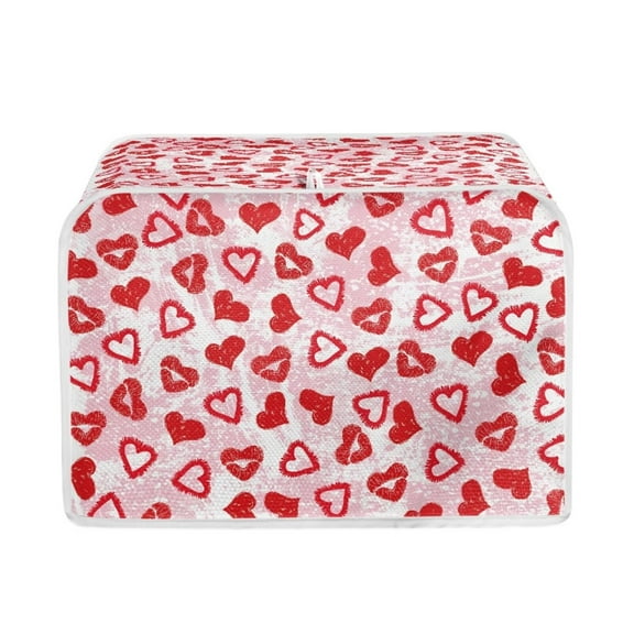 Renewold Dirty Proof Toaster Cover for Home Kitchen Valentine's Day Decor 4 Slice Hearts Print Kiss Lips Wide Slot Appliance Dust Cover Keep Clean from Fingertips Smudges Stains