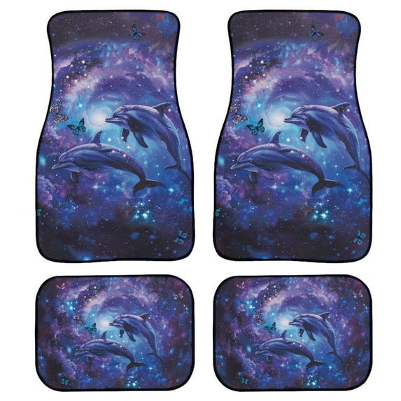 Renewold Dolphin Butterfly Galaxy Car Floor Mats 4 PCS Universal Fit Heavy Duty Front & Rear Car Carpet for Most Vehicles, Auto Interior Accessories Decoration