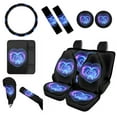 thumbnail image 1 of Renewold Dolphin Love Blue Violet 12 Pieces Car Seat Cover Steering Wheel Cover Seat Belt Strap Wrap Cover Armrest Pad Handbrake Cover Gear Shift Cover Cup Holder Coasters for Truck Vans Sedans, 1 of 7