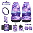 thumbnail image 1 of Renewold Dolphin Moon Violet Car Seat Covers Front Seats Set of 12, Steering Wheel Cover Seatbelt Cushion Pad Center Console Cover Trash Bin Sunglass Holder Rearview Mirror Cover Cup Holder Keychain, 1 of 7