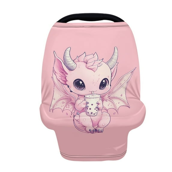 Renewold Dragon Bubble Tea Pink Stretchy Baby Car Seat Covers Carseat Canopy, Baby Breastfeeding Stroller High Chair Shopping Cart Cover
