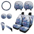 thumbnail image 1 of Renewold Dragonfly Flower Blue Violet Auto Seat Cover Full Set with Steering Wheel Cover Gear Shift Knob Cover Handbrake Protector Coasters Head Rest Covers Universal Fit Cars SUV Sedans, 11 PCS, 1 of 7
