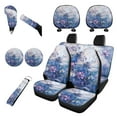 thumbnail image 1 of Renewold Dragonfly Flower Blue Violet Car Seat Cover Full Set 11 PCS, with Front Back Seat Covers Keychain Headrest Cover Cup Coasters Handbrake Cover Gear Shift Cover Car Accessories for Women Men, 1 of 7