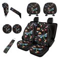 thumbnail image 1 of Renewold Dragonfly Flower Colorful Car Seat Covers Full Set with Cup Holder Coaster Gear Shift Knob Cover Handbrake Cover Keychain Car Headrest Covers 11 PCS Auto Accessories Full Set, 1 of 7