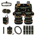 thumbnail image 1 of Renewold Dragonfly Moon Flower 15 PCS Car Seat Cover Full Set, with Steering Wheel Cover Seat Belt Strap Cover Trash Cans Rear View Mirror Cover Coaster Keychain Air Vent Storage Bag Universal Fit, 1 of 7