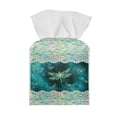 thumbnail image 1 of Renewold Dragonfly Tissue Box Cover with Bottom Belt Foldable Square Tissue Case Paper Cube Tissue Holder for Bathroom/Kitchen/Living Room/Bedroom/Office,PU Leather, 1 of 5