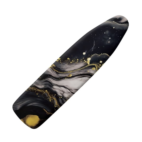 Renewold Durable Ironing Board Cover Universal Fit Size 15x54 Black Marble Print Padding Ironing Board Covers Home Ironing Accessories Decoration