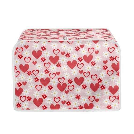 Renewold Durable Toaster Cover for Valentine's Day 2 Slice Daisy Heart Toaster Bag Dust Cover with Top Handle Wide Slot Kitchen Appliance Covers Decoration