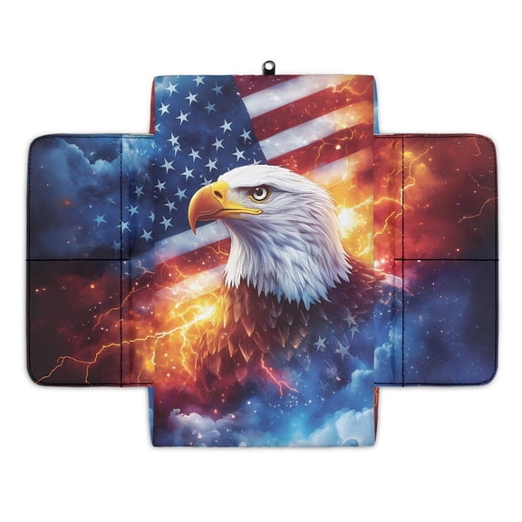 Renewold Eagle Lightning American Flag Car Center Console Armrest Cover Anti-slip Armrest Storage Box Mat Anti-scratch Middle Console Pad Protective Cover Universal Fit Most Vehicle, SUV, Truck