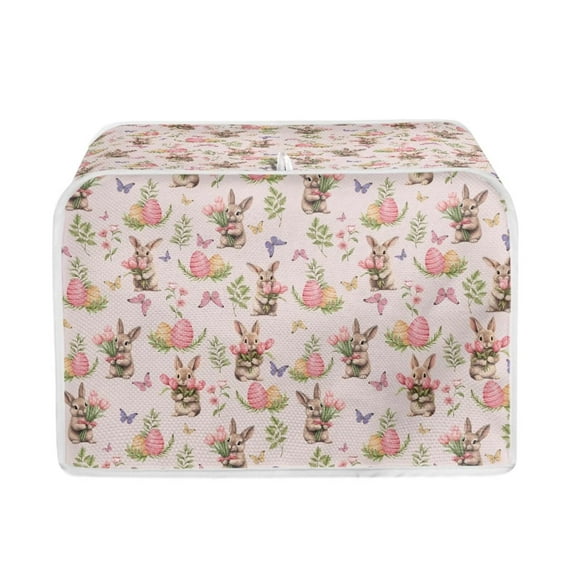 Renewold Easter Theme Toaster Cover 2 Slice Wide Slot Kitchen Appliance Covers Butterfly Toaster Oven Cover Rabbit Egg Bread Maker Cover Home Decoration