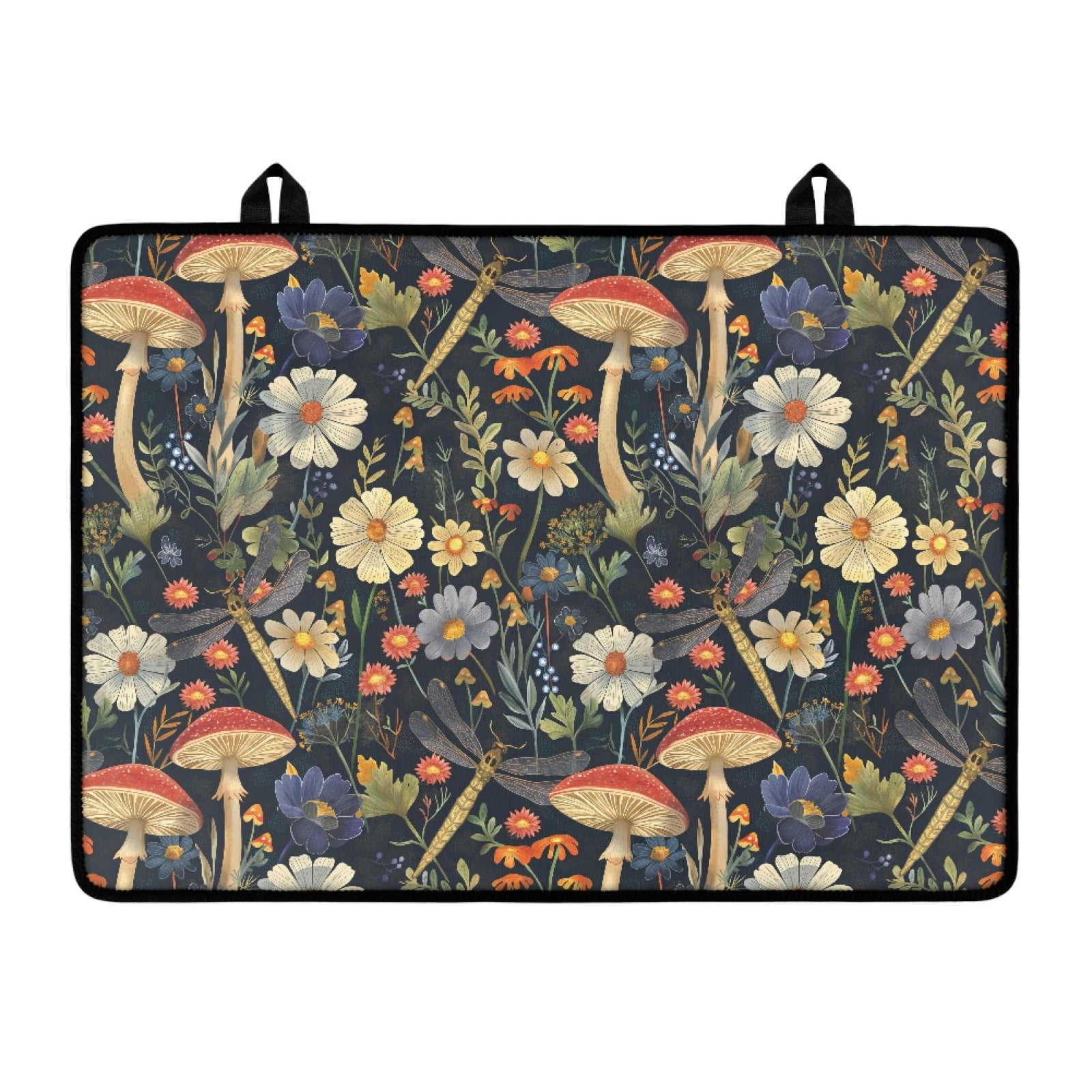 Renewold Electric Stove Cover Glass Stove Top Cover Heat Resistant Anti-slip Stovetop Protector Cover Cooktop Mat Extra Counter Space Extra Large, Mushroom Dragonfly Floral