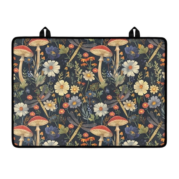 Renewold Electric Stove Cover Glass Stove Top Cover Heat Resistant Anti-slip Stovetop Protector Cover Cooktop Mat Extra Counter Space Extra Large, Mushroom Dragonfly Floral