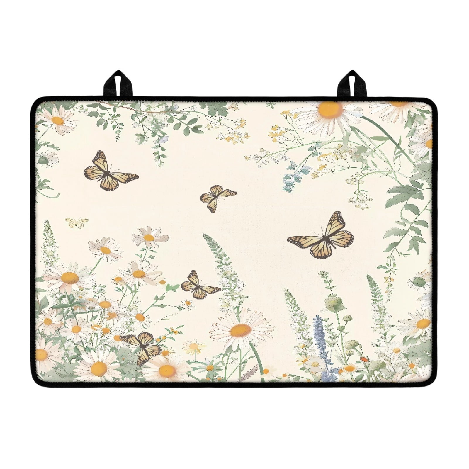 Renewold Electric Stove Top Cover for Cooktop, Induction Electric Stove Cover Anti-slip Glass Cooktop Mat Extra Large Flat Top Stove Mat Easy Storage, Butterfly Daisy Leaf Beige