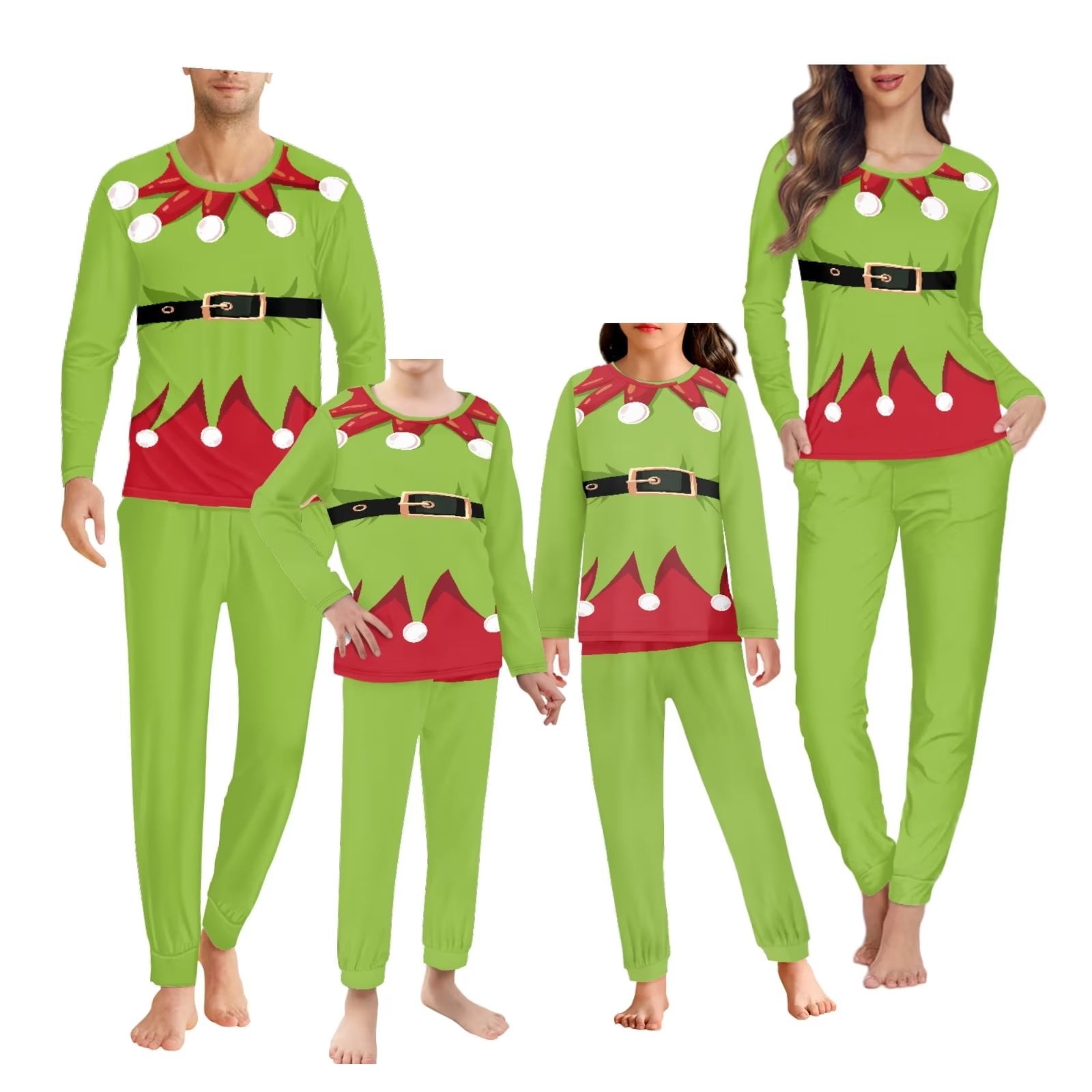 Renewold Elf Graphic Family Christmas Pajamas Matching Sets Long Sleeve ...