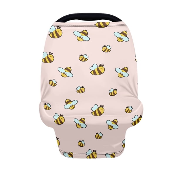 Renewold FCute Bee Print Pink Infant Car Seat Cover Adorable Stretchy Nursing Scarf Car Seat Canopy Shopping Cart Cover and High Chair Cover Protect Babies and Breastfeeding Mothers