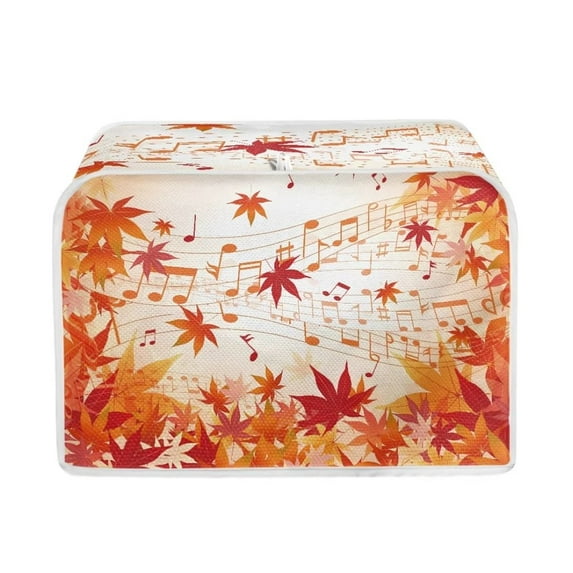 Renewold Fall Music Toaster Cover Maple Leaves 4 Slice Bread Maker Dust Cover Anti Splash Wide Slot Appliance Cover for Kitchen Home Thanksgiving Gift