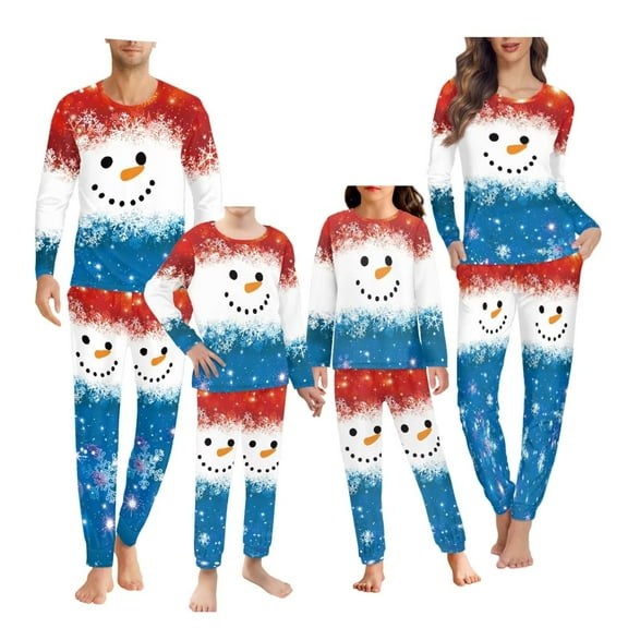 Renewold Family Christmas Pajamas for Men Size XL Softest Red Blue Scoop Neck Pullover Tops Indoor Daily Night Wear 2 Pieces Thermal Long Sleeve Top & Pants Bottom Set