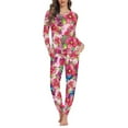 thumbnail image 1 of Renewold Fashion Pajama Set Loose Fitting Tracksuit 2 Pieces with Crewneck Sweatshirt Sweatpants,Bright Flowers Softness Indoor Daily Wear Athletic Jogger Walking Clothing,Size 2XL, 1 of 4