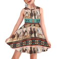 thumbnail image 1 of Renewold Fashion Sleeveless Party Dress for Girls 5-6 Years Old Southwest Aztec Horse Basic Skater Dress Soft Kids Toddler A Line Midi Sundresses, 1 of 5