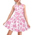 thumbnail image 1 of Renewold Fashion Sleeveless Skater Dress for Girls 7-8 Years Old Pink Cow Print Kids Tank Dress Breathable Knee Length Princess Dresses for Toddler, 1 of 5