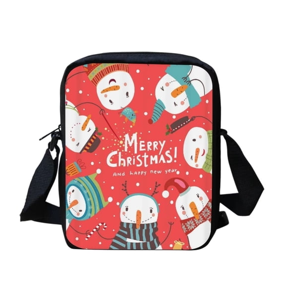 Renewold Fashion Zip Small Crossbody Bag Merry Messenger Bag Phone Holder for Women Christmas Snowman Kids Backpack Lots of Room Handbag Wallet Accessories