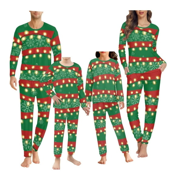Renewold Festival Christmas Pajama Sets 11-12 Years Old Children's Kid's Family Matching Snowflake Long Sleeve Lounge Set of 2 Comfy Pjs Sleepwear with Pockets