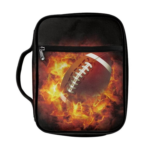 Renewold Flame Rugby Bible Case Zip Pocket Handle for School Teen Kids Church Handbag Protective for Bible Study Supplies Storybooks