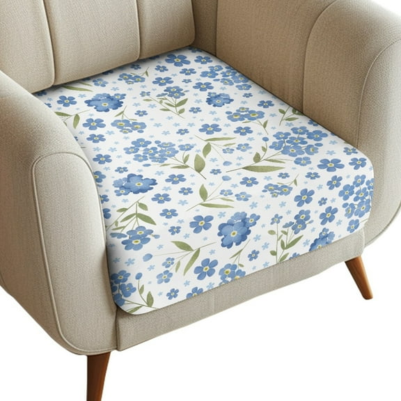 Renewold Floral Blue White Stretch Sofa Seat Cushion Slipcover Soft Dog Couch Slipcover Elastic Separate Armchair Slipcover Pet Friendly for Living Room Home Decor, S